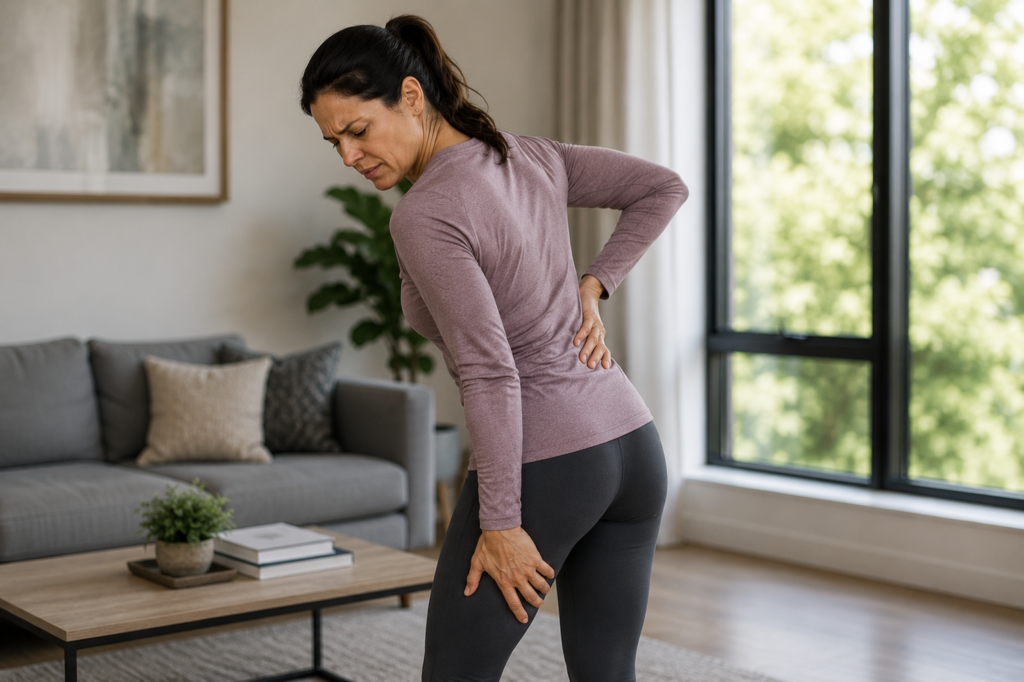Woman holding lower back in pain